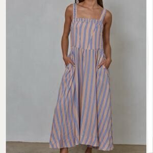 By Together Blue and Pink Striped Women’s Maxi Dress, Size Large